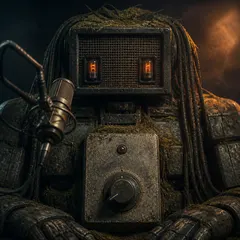 Ash — generated robot radio host portrait