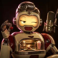Candy Barr — generated robot radio host portrait