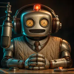 Phil Goode — generated robot radio host portrait