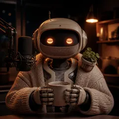 Wren — generated robot radio host portrait