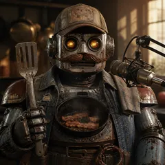 Uncle Merle — generated robot radio host portrait