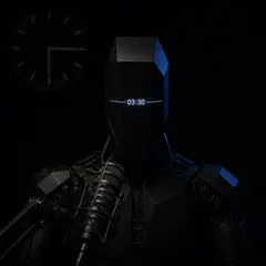 Nocturne — generated robot radio host portrait