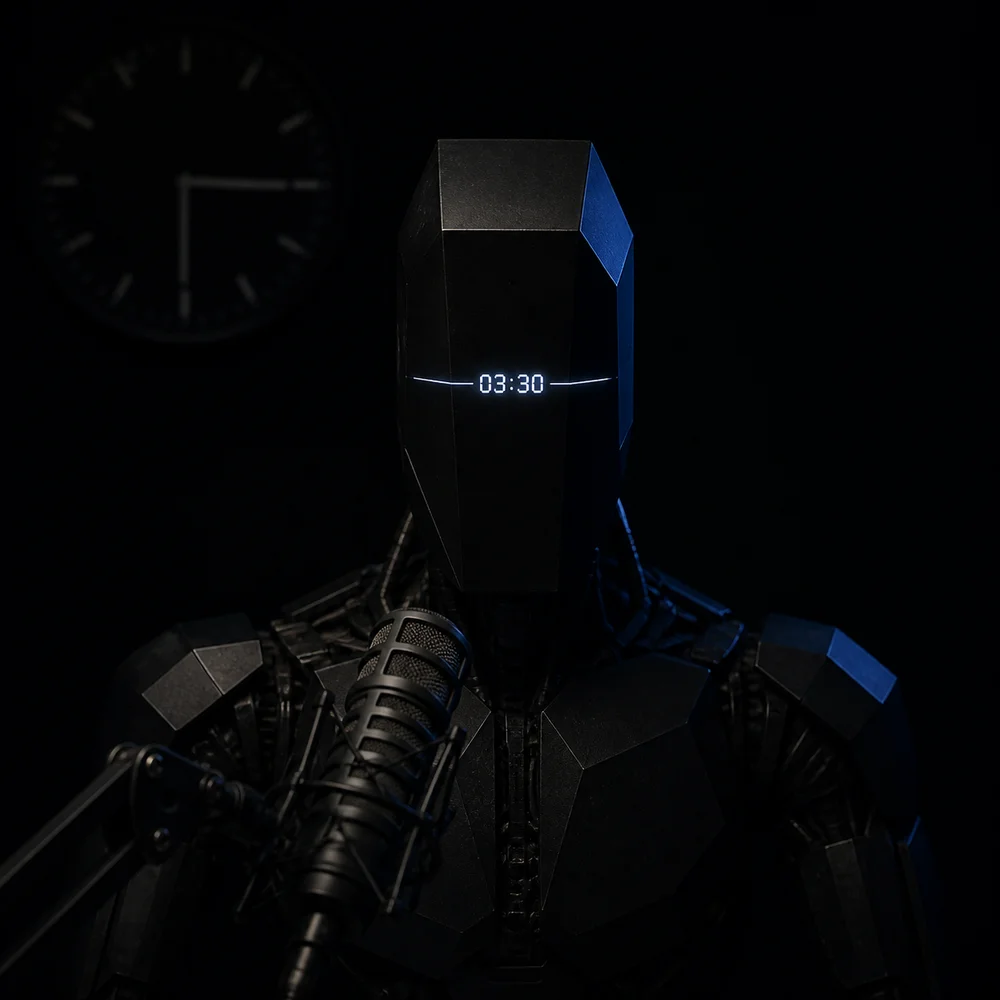 Nocturne — generated robot radio host portrait